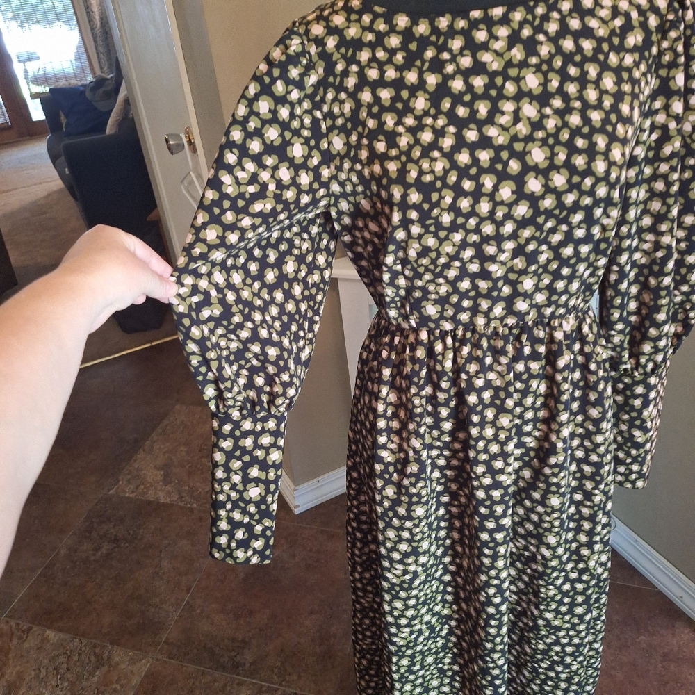 Who What Wear Leopard Maxi Cottagecore Scoop Back Dress Small - Picture 9 of 16